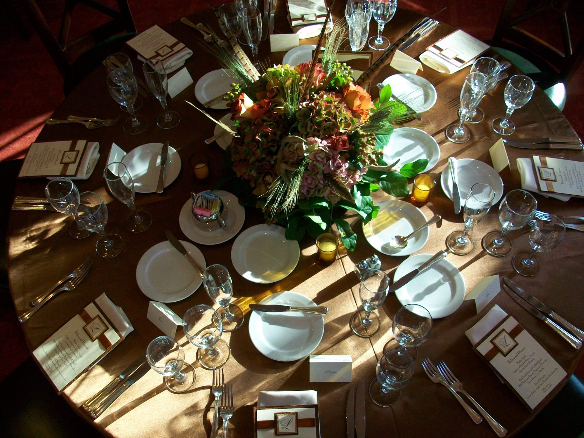 Top Down View Fall Tablescape Oak Room